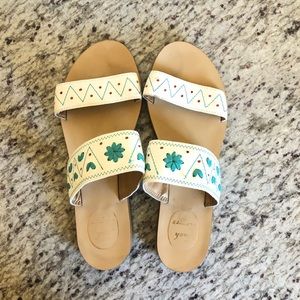 Jack Rogers Embroidered Slip On Sandals